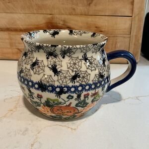 Vena Unikat Trick or Treat Mug Soup Bowl 20oz Polish Pottery